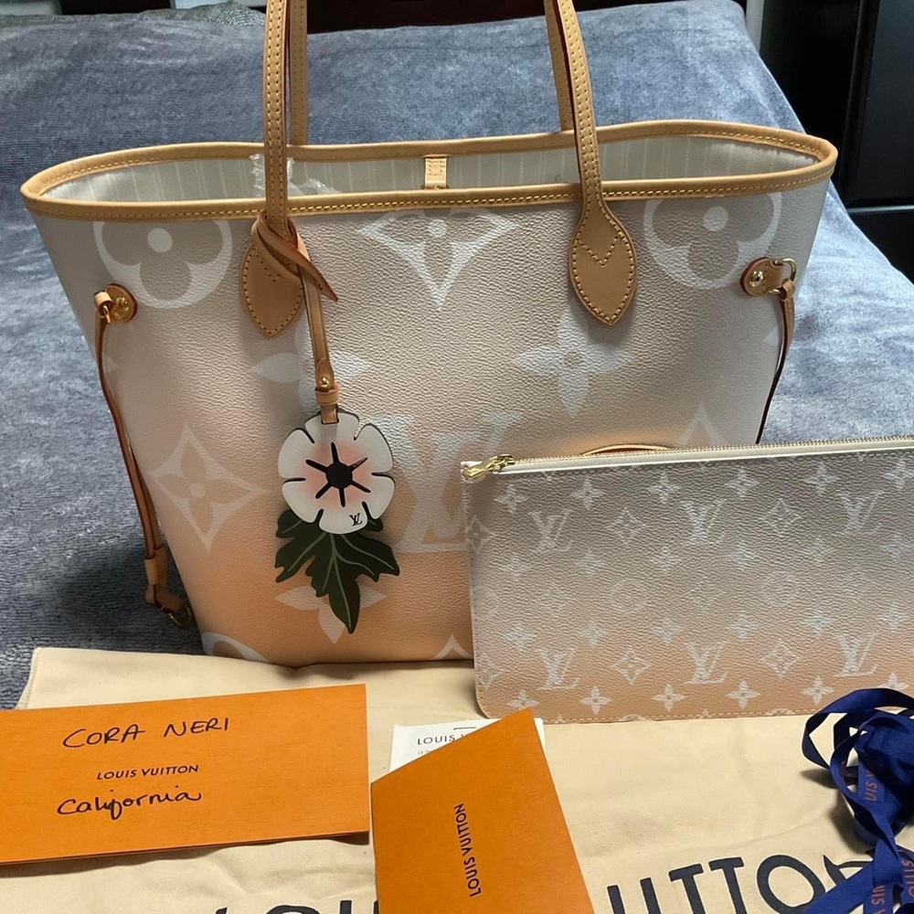 Louis Vuitton Neverfull MM  By the Pool w/ Pouch in Brume Mist color